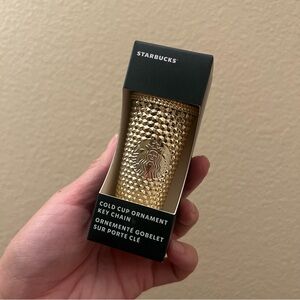 Starbucks Studded Keychain gold chrome